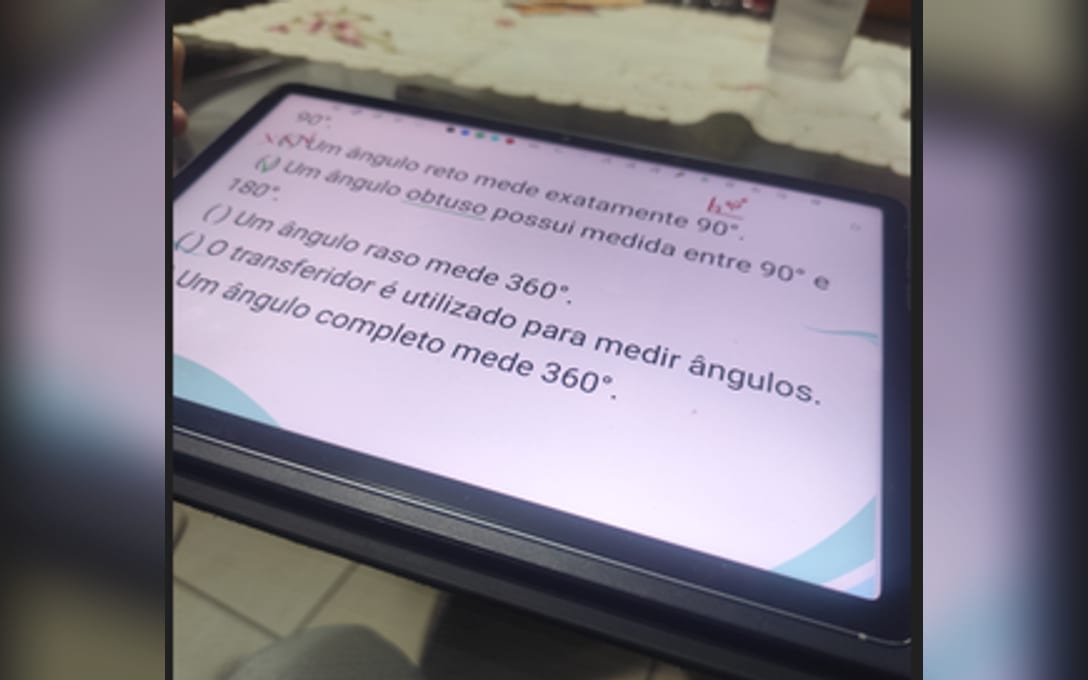 Material de matemática no tablet